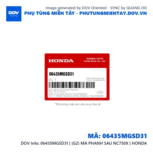 06435MGSD31 | (G2) MÁ PHANH SAU NC750X | HONDA  — 06435MGSD31