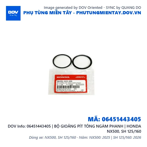 06451443405 | BỘ GIOĂNG PÍT TÔNG NGÀM PHANH | HONDA NX500, SH 125/160 — 06451443405
