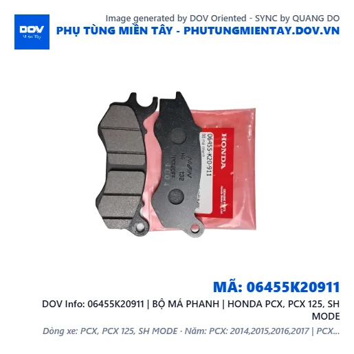 06455K20911 | BỘ MÁ PHANH | HONDA PCX, PCX 125, SH MODE — 06455K20911