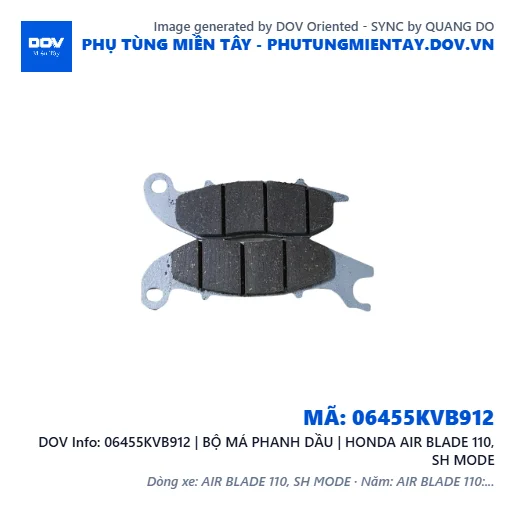 06455KVB912 | BỘ MÁ PHANH DẦU | HONDA AIR BLADE 110, SH MODE — 06455KVB912