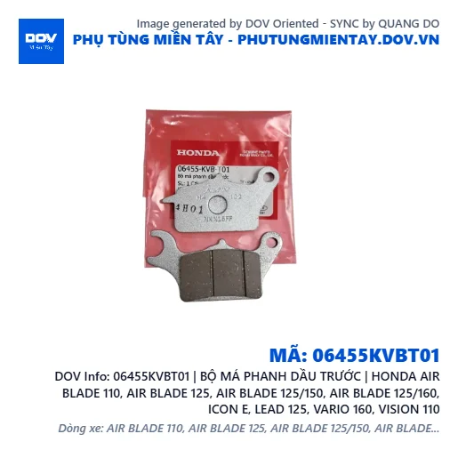 06455KVBT01 | BỘ MÁ PHANH DẦU TRƯỚC | HONDA AIR BLADE 110, AIR BLADE 125, AIR BLADE 125/150, AIR BLADE 125/160, ICON E, LEAD 125, VARIO 160, VISION 110 — 06455KVBT01