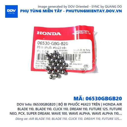 06530GBGB20 | BỘ BI PHUỐC #6X23 TRÊN | HONDA AIR BLADE 110, BLADE 110, CLICK 110, DREAM 110, FUTURE 125, FUTURE NEO, PCX, SUPER DREAM, WAVE 100, WAVE ALPHA, WAVE ALPHA 110, WAVE RSX 110, WINNER 150, WINNER R, WINNER X — 06530GBGB20
