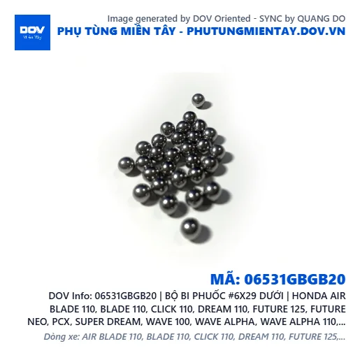 06531GBGB20 | BỘ BI PHUỐC #6X29 DƯỚI | HONDA AIR BLADE 110, BLADE 110, CLICK 110, DREAM 110, FUTURE 125, FUTURE NEO, PCX, SUPER DREAM, WAVE 100, WAVE ALPHA, WAVE ALPHA 110, WAVE RSX 110, WINNER 150, WINNER R, WINNER X — 06531GBGB20