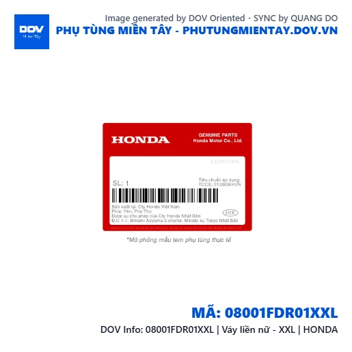 08001FDR01XXL | Váy liền nữ - XXL | HONDA  — 08001FDR01XXL