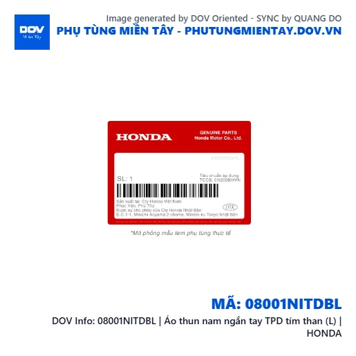 08001NITDBL | Áo thun nam ngắn tay TPD tím than (L) | HONDA — 08001NITDBL