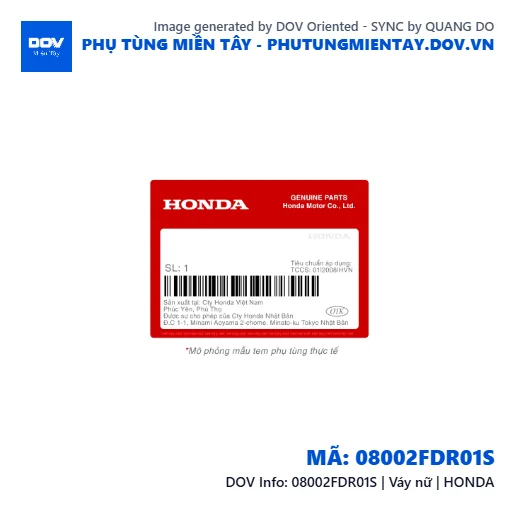 08002FDR01S | Váy nữ | HONDA  — 08002FDR01S