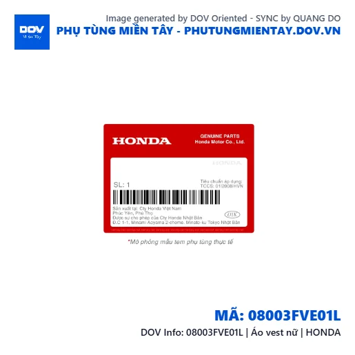 08003FVE01L | Áo vest nữ | HONDA  — 08003FVE01L