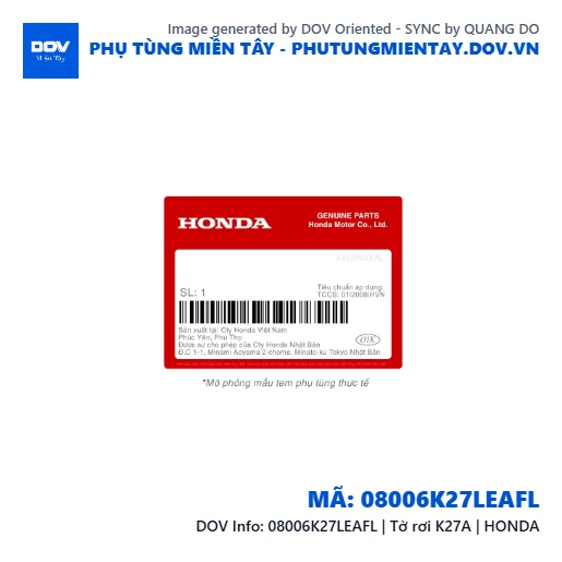 08006K27LEAFL | Tờ rơi K27A | HONDA  — 08006K27LEAFL
