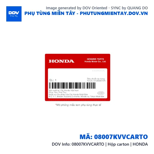 08007KVVCARTO | Hộp carton | HONDA  — 08007KVVCARTO