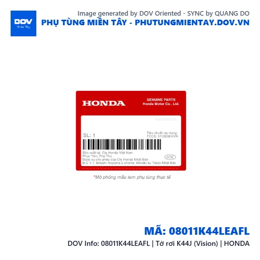 08011K44LEAFL | Tờ rơi K44J (Vision) | HONDA  — 08011K44LEAFL