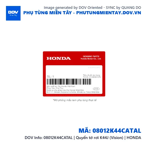 08012K44CATAL | Quyển tờ rơi K44J (Vision) | HONDA — 08012K44CATAL