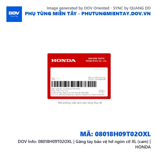 08018H09T02OXL | Găng tay bảo vệ hở ngón cỡ XL (cam) | HONDA — 08018H09T02OXL