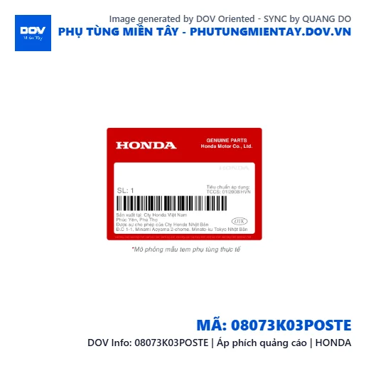 08073K03POSTE | Áp phích quảng cáo | HONDA  — 08073K03POSTE