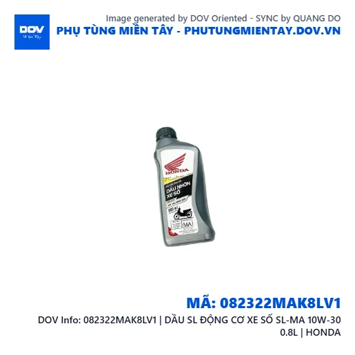 082322MAK8LV1 | DẦU SL ĐỘNG CƠ XE SỐ SL-MA 10W-30 0.8L | HONDA  — 082322MAK8LV1