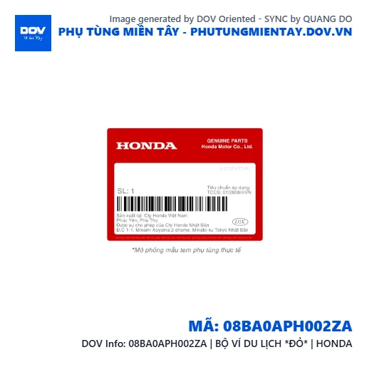 08BA0APH002ZA | BỘ VÍ DU LỊCH *ĐỎ* | HONDA  — 08BA0APH002ZA