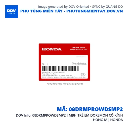 08DRMPROWDSMP2 | MBH TRẺ EM DOREMON CÓ KÍNH HỒNG M | HONDA — 08DRMPROWDSMP2