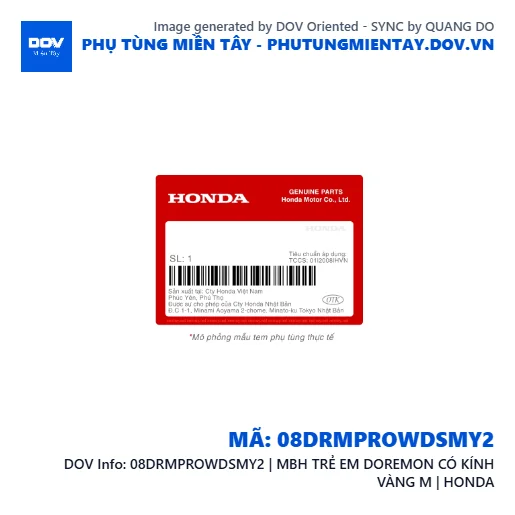 08DRMPROWDSMY2 | MBH TRẺ EM DOREMON CÓ KÍNH VÀNG M | HONDA  — 08DRMPROWDSMY2