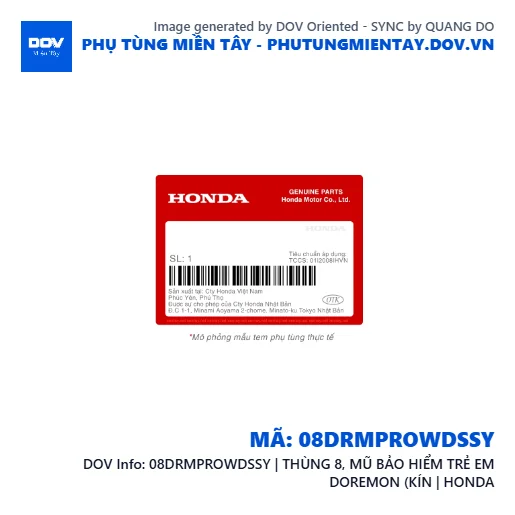 08DRMPROWDSSY | THÙNG 8, MŨ BẢO HIỂM TRẺ EM DOREMON (KÍN | HONDA — 08DRMPROWDSSY
