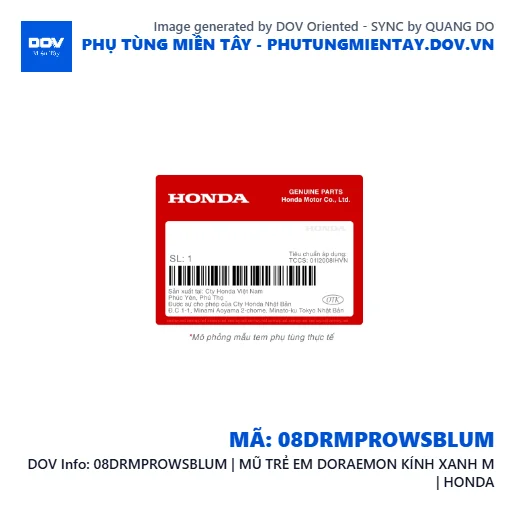 08DRMPROWSBLUM | MŨ TRẺ EM DORAEMON KÍNH XANH M | HONDA  — 08DRMPROWSBLUM