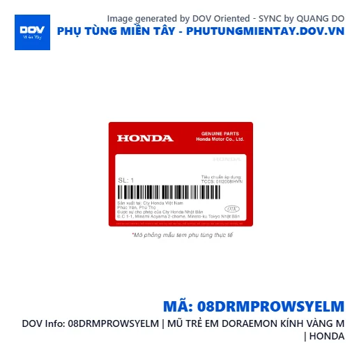08DRMPROWSYELM | MŨ TRẺ EM DORAEMON KÍNH VÀNG M | HONDA  — 08DRMPROWSYELM