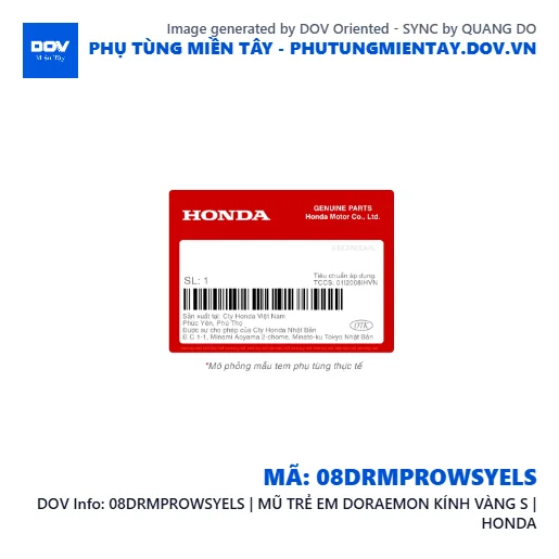 08DRMPROWSYELS | MŨ TRẺ EM DORAEMON KÍNH VÀNG S | HONDA  — 08DRMPROWSYELS