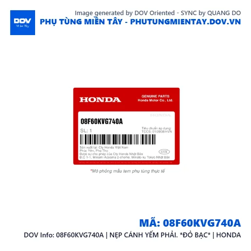 08F60KVG740A | NẸP CÁNH YẾM PHẢI. *ÐỎ BẠC* | HONDA  — 08F60KVG740A