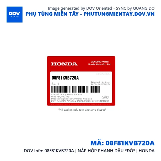 08F81KVB720A | NẮP HỘP PHANH DẦU *ÐỎ* | HONDA  — 08F81KVB720A