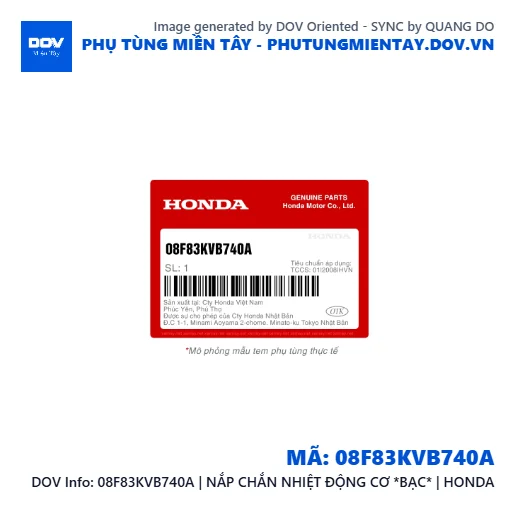 08F83KVB740A | NẮP CHẮN NHIỆT ĐỘNG CƠ *BẠC* | HONDA  — 08F83KVB740A