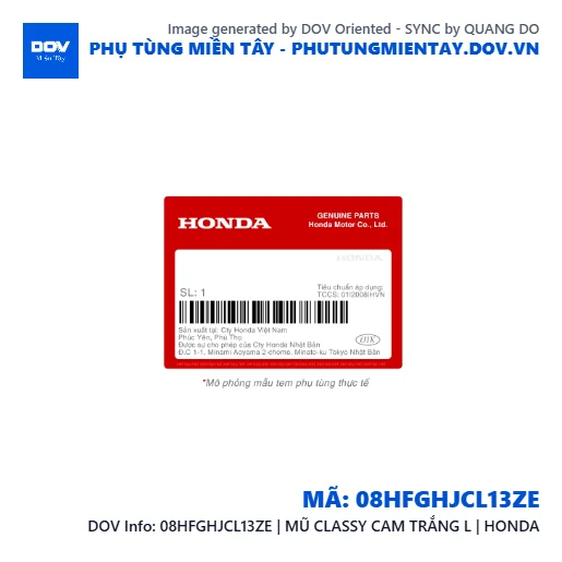 08HFGHJCL13ZE | MŨ CLASSY CAM TRẮNG L | HONDA  — 08HFGHJCL13ZE