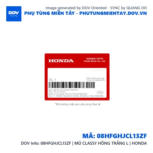 08HFGHJCL13ZF | MŨ CLASSY HỒNG TRẮNG L | HONDA  — 08HFGHJCL13ZF