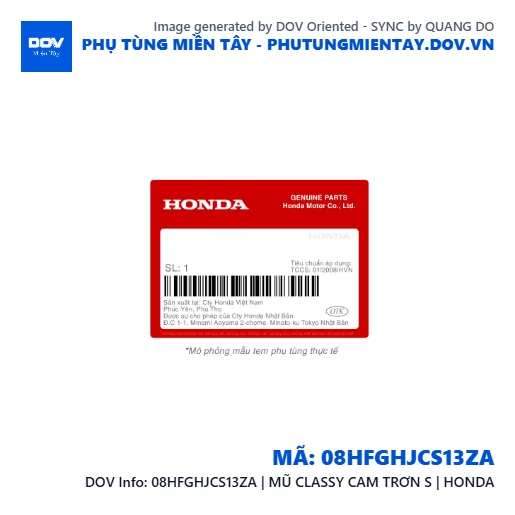08HFGHJCS13ZA | MŨ CLASSY CAM TRƠN S | HONDA  — 08HFGHJCS13ZA