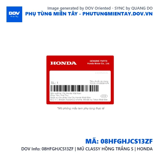 08HFGHJCS13ZF | MŨ CLASSY HỒNG TRẮNG S | HONDA  — 08HFGHJCS13ZF