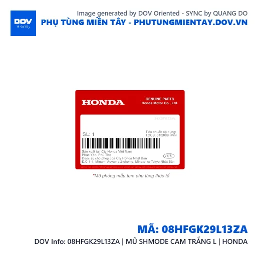 08HFGK29L13ZA | MŨ SHMODE CAM TRẮNG L | HONDA  — 08HFGK29L13ZA