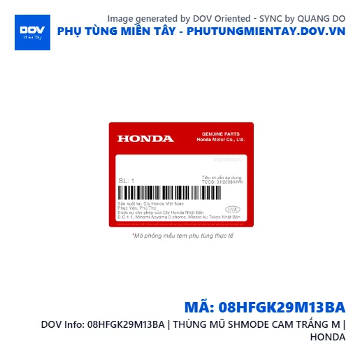 08HFGK29M13BA | THÙNG MŨ SHMODE CAM TRẮNG M | HONDA  — 08HFGK29M13BA