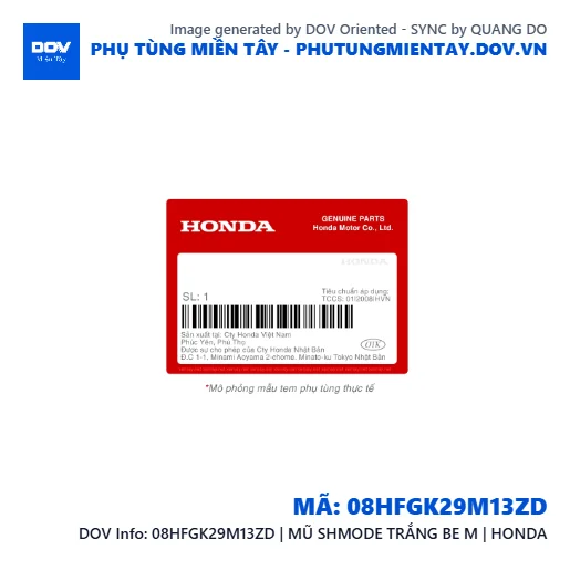 08HFGK29M13ZD | MŨ SHMODE TRẮNG BE M | HONDA  — 08HFGK29M13ZD