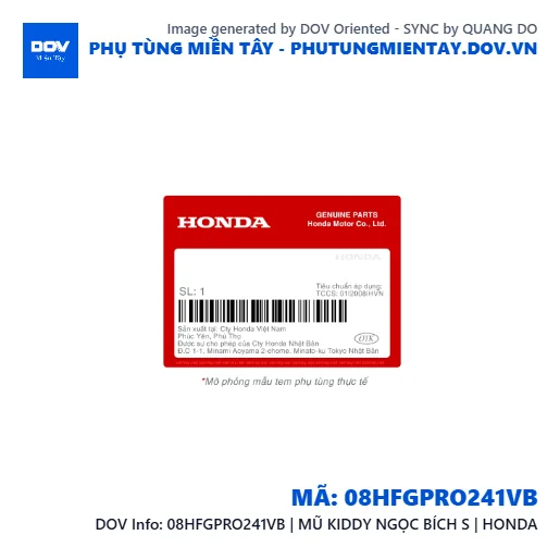 08HFGPRO241VB | MŨ KIDDY NGỌC BÍCH S | HONDA  — 08HFGPRO241VB