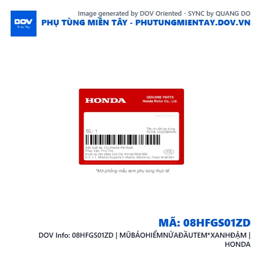 08HFGS01ZD | MŨBẢOHIỂMNỬAÐẦUTEM*XANHÐẬM | HONDA  — 08HFGS01ZD