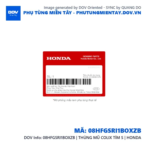 08HFGSRI1BOXZB | THÙNG MŨ COLIX TÍM S | HONDA  — 08HFGSRI1BOXZB