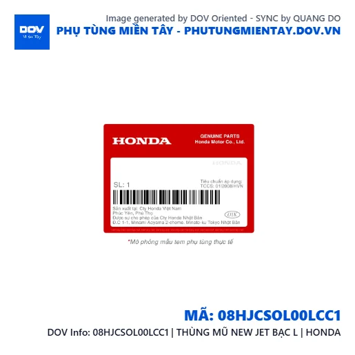 08HJCSOL00LCC1 | THÙNG MŨ NEW JET BẠC L | HONDA  — 08HJCSOL00LCC1