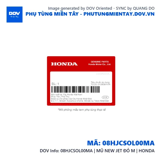 08HJCSOL00MA | MŨ NEW JET ĐỎ M | HONDA  — 08HJCSOL00MA