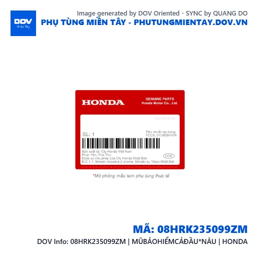 08HRK235099ZM | MŨBẢOHIỂMCẢÐẦU*NÂU | HONDA  — 08HRK235099ZM