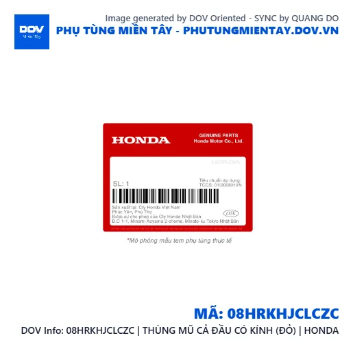 08HRKHJCLCZC | THÙNG MŨ CẢ ĐẦU CÓ KÍNH (ĐỎ) | HONDA  — 08HRKHJCLCZC