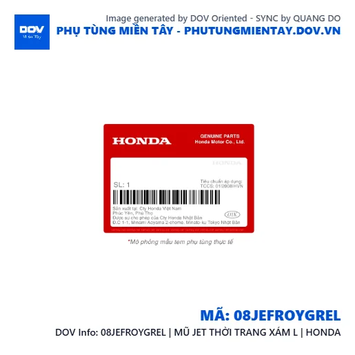 08JEFROYGREL | MŨ JET THỜI TRANG XÁM L | HONDA  — 08JEFROYGREL
