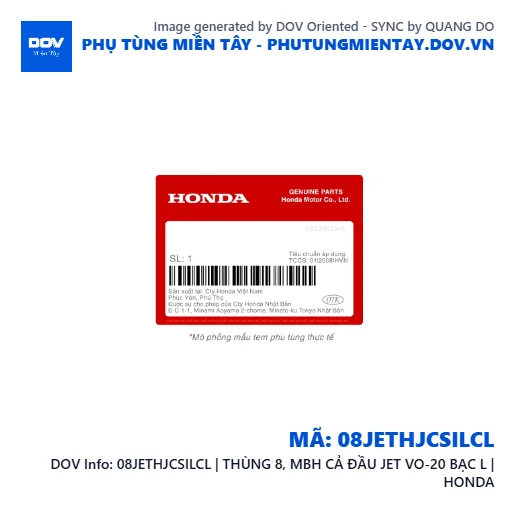 08JETHJCSILCL | THÙNG 8, MBH CẢ ĐẦU JET VO-20 BẠC L | HONDA  — 08JETHJCSILCL