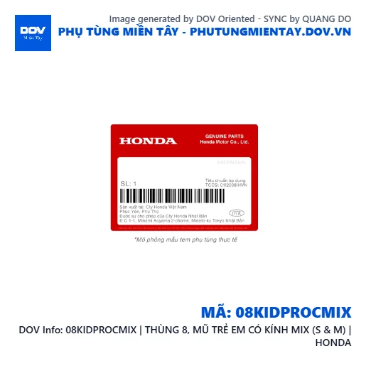 08KIDPROCMIX | THÙNG 8, MŨ TRẺ EM CÓ KÍNH MIX (S & M) | HONDA  — 08KIDPROCMIX