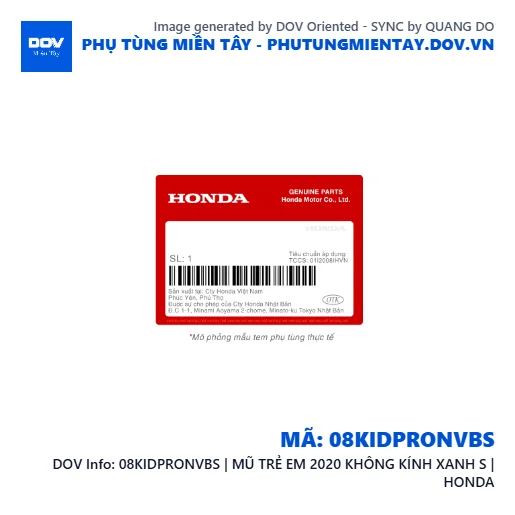 08KIDPRONVBS | MŨ TRẺ EM 2020 KHÔNG KÍNH XANH S | HONDA — 08KIDPRONVBS