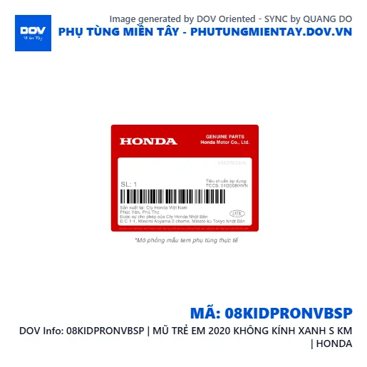 08KIDPRONVBSP | MŨ TRẺ EM 2020 KHÔNG KÍNH XANH S KM | HONDA — 08KIDPRONVBSP