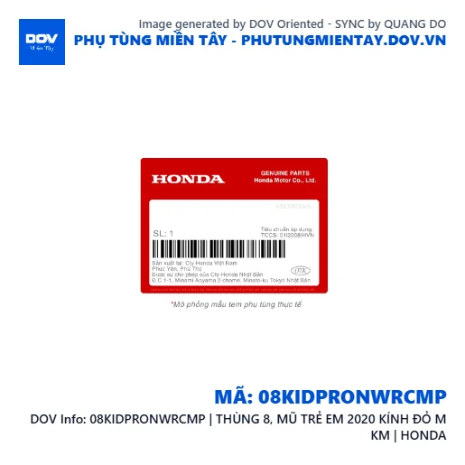 08KIDPRONWRCMP | THÙNG 8, MŨ TRẺ EM 2020 KÍNH ĐỎ M KM | HONDA — 08KIDPRONWRCMP