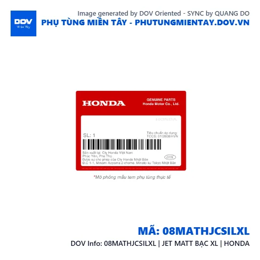 08MATHJCSILXL | JET MATT BẠC XL | HONDA  — 08MATHJCSILXL