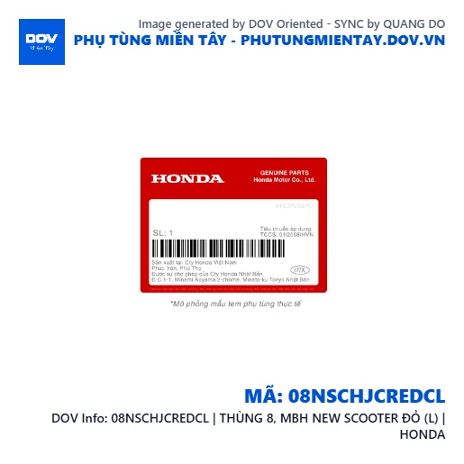 08NSCHJCREDCL | THÙNG 8, MBH NEW SCOOTER ĐỎ (L) | HONDA  — 08NSCHJCREDCL